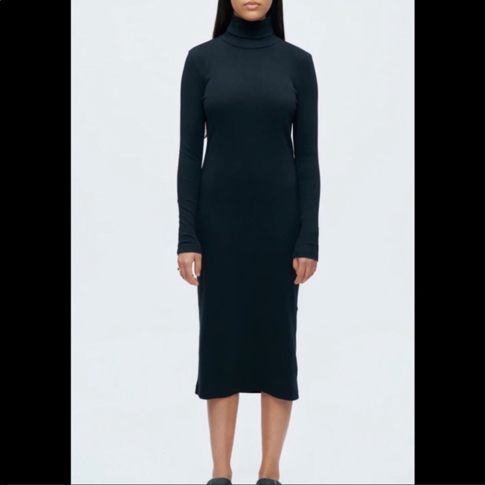 KOTN Black Turtleneck Midi Dress
